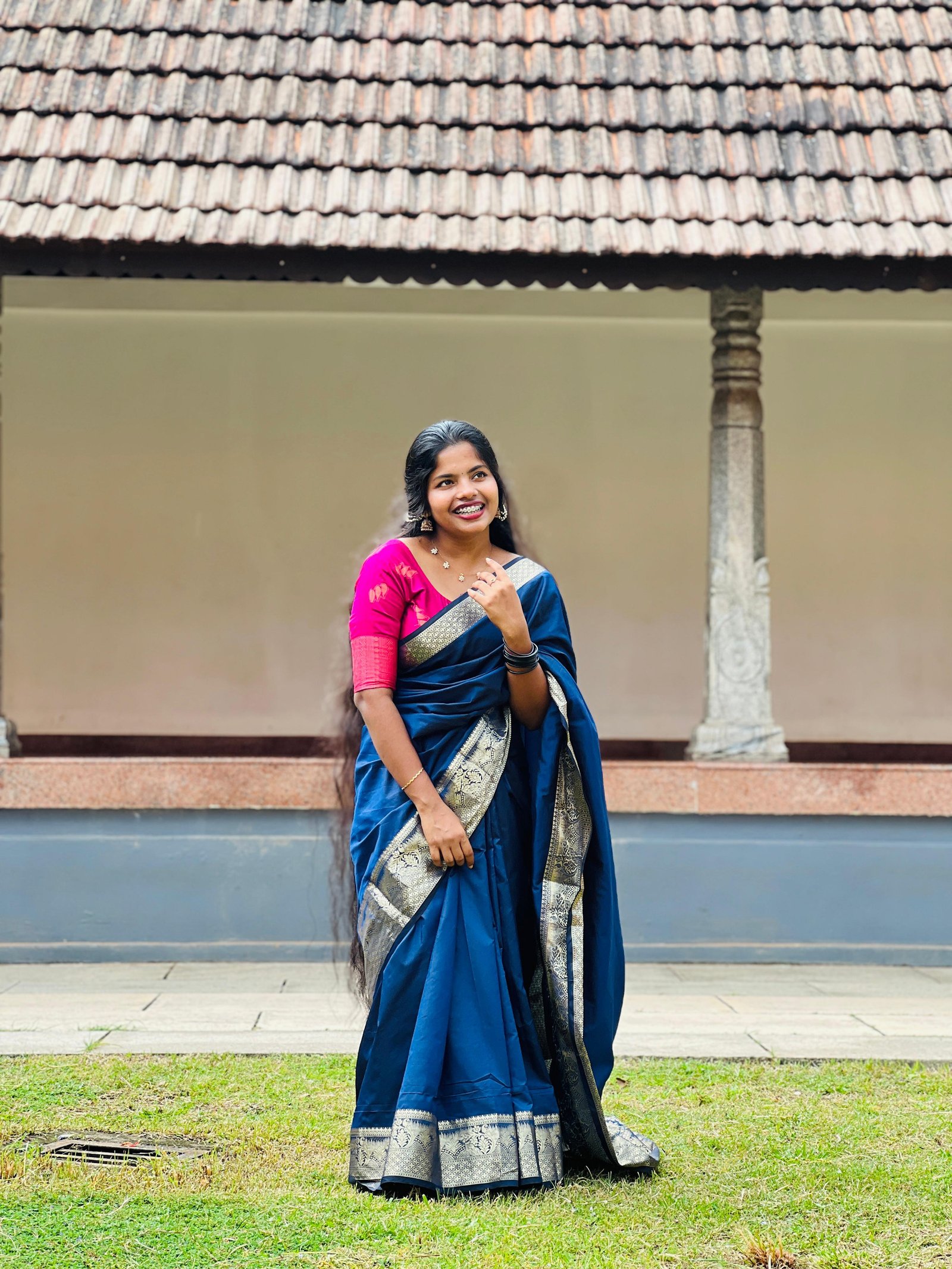 Blue Ardra Silk Gala/Plain Saree