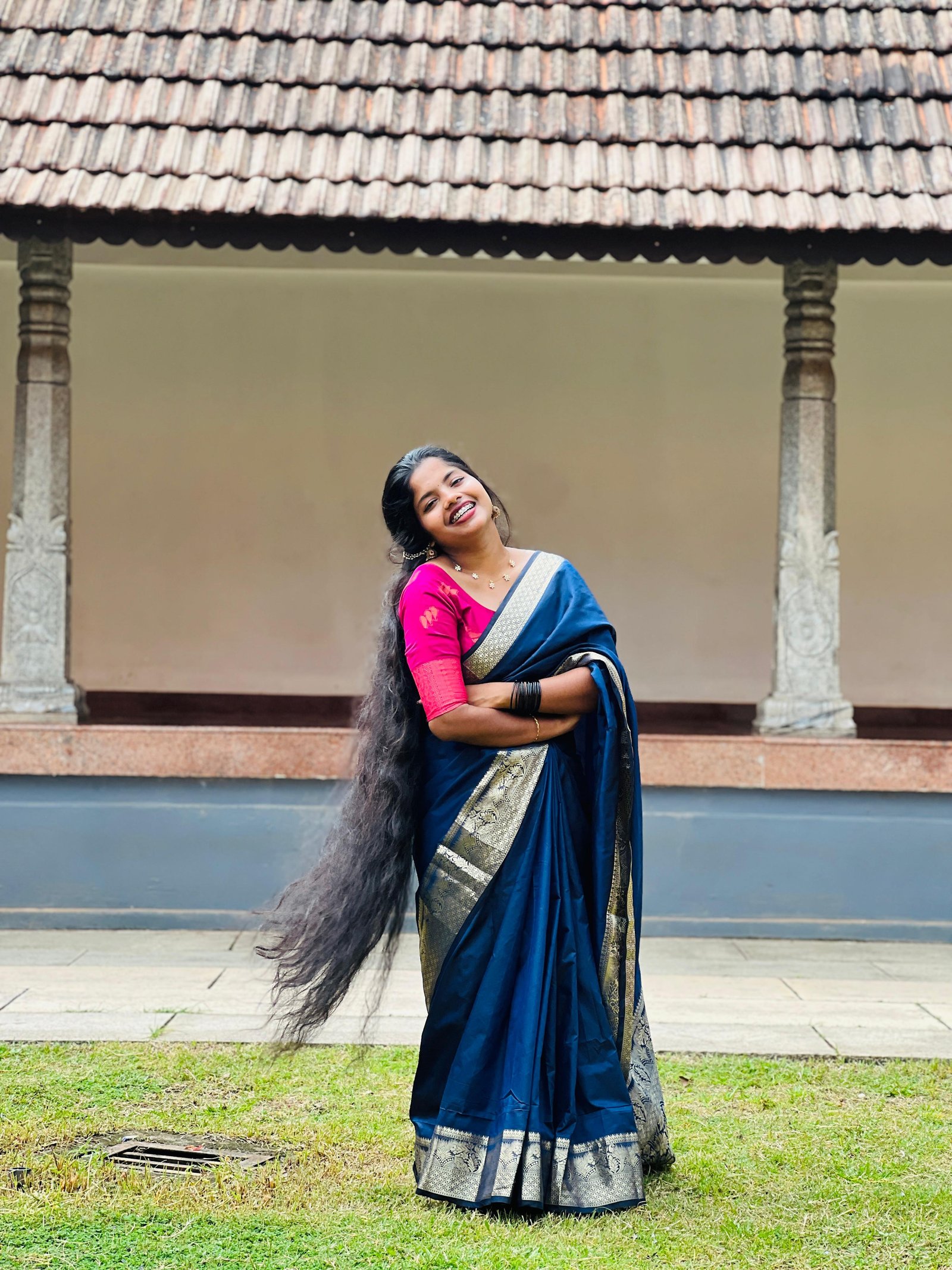 Blue Ardra Silk Gala/Plain Saree image 4