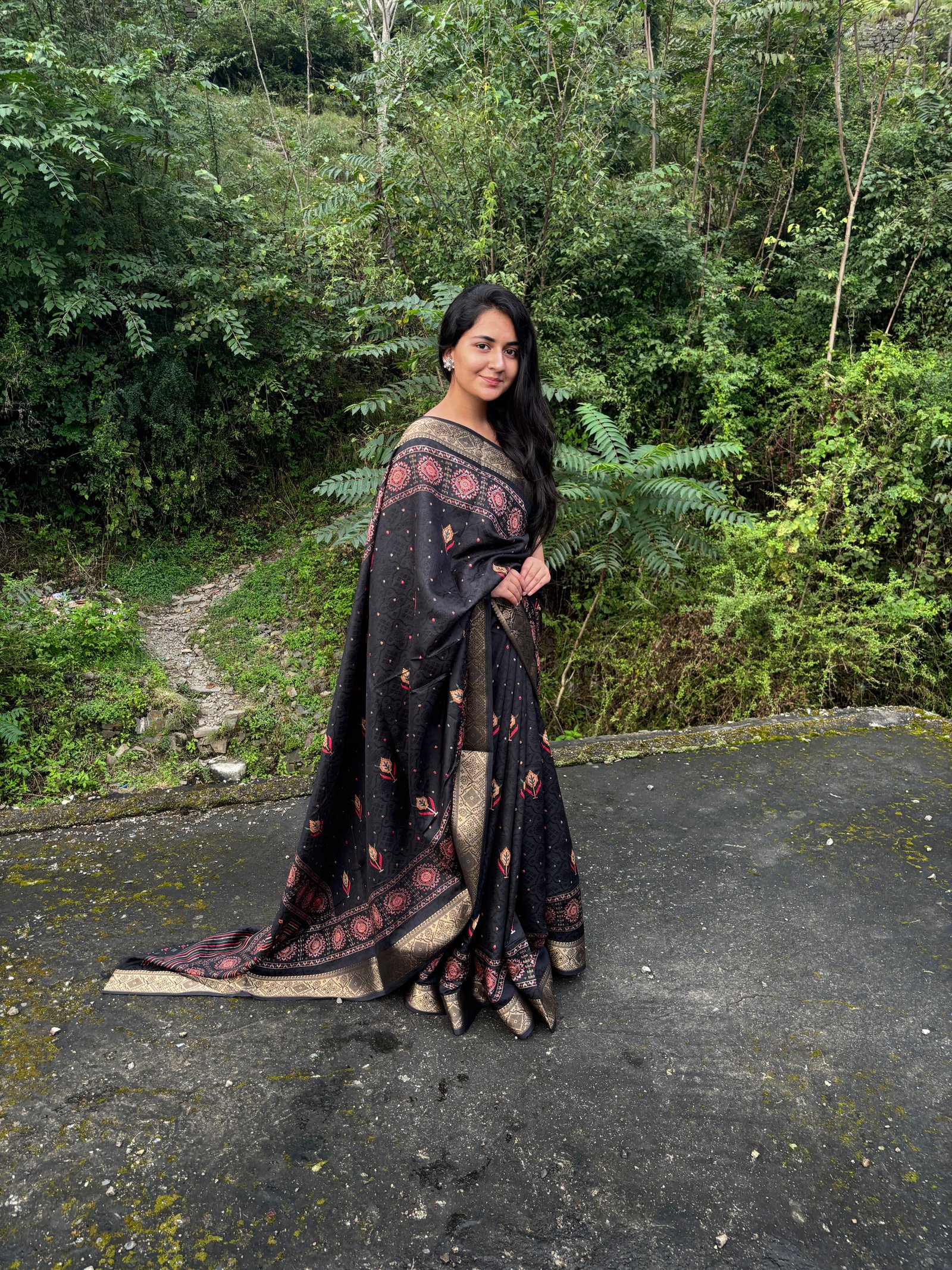Black Akanksha Dola Silk Patola Saree