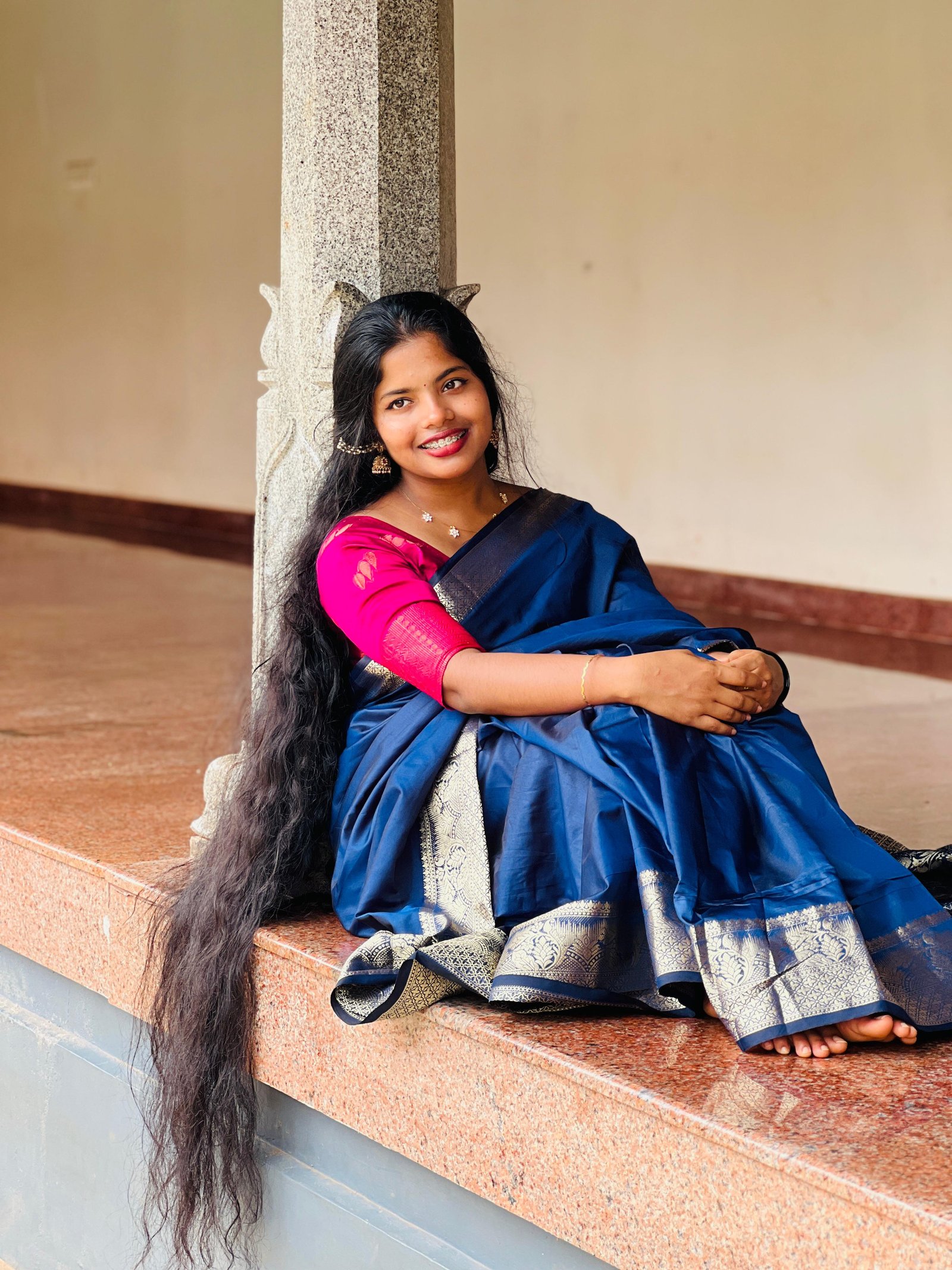 Blue Ardra Silk Gala/Plain Saree image 2